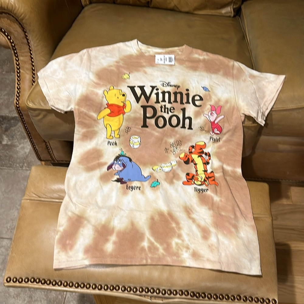 Disney Winnie The Pooh  Charachters Brown Tie Dye  Tee Shirt
